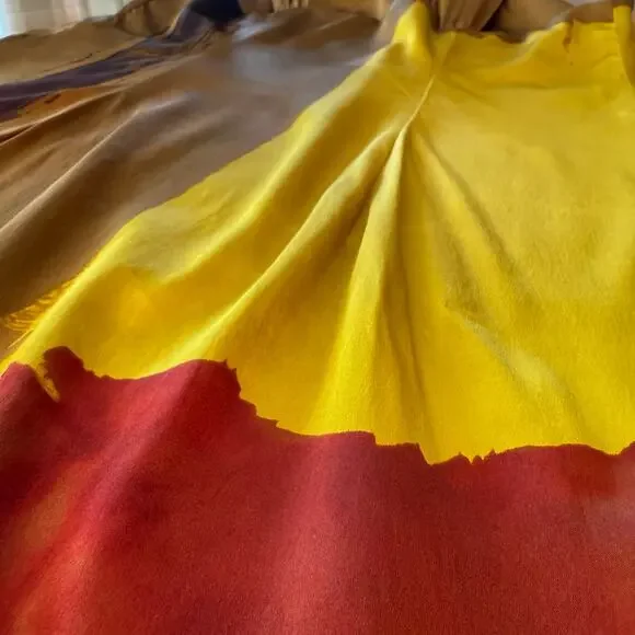 Vince Dress Size 10 Stretch Silk Charmeuse Twisted Halter Abstract Color Block - Picture 8 of 10